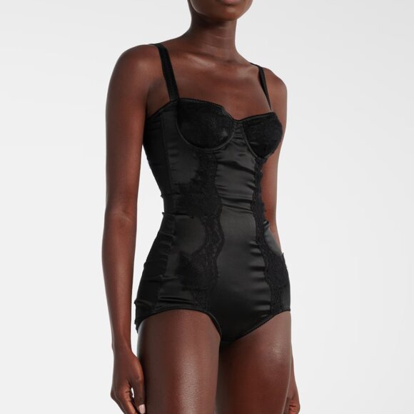 Dolce&Gabbana Silk balconette-bra bodysuit with lace detailing | 36B (EU 90B) - Picture 6 of 10